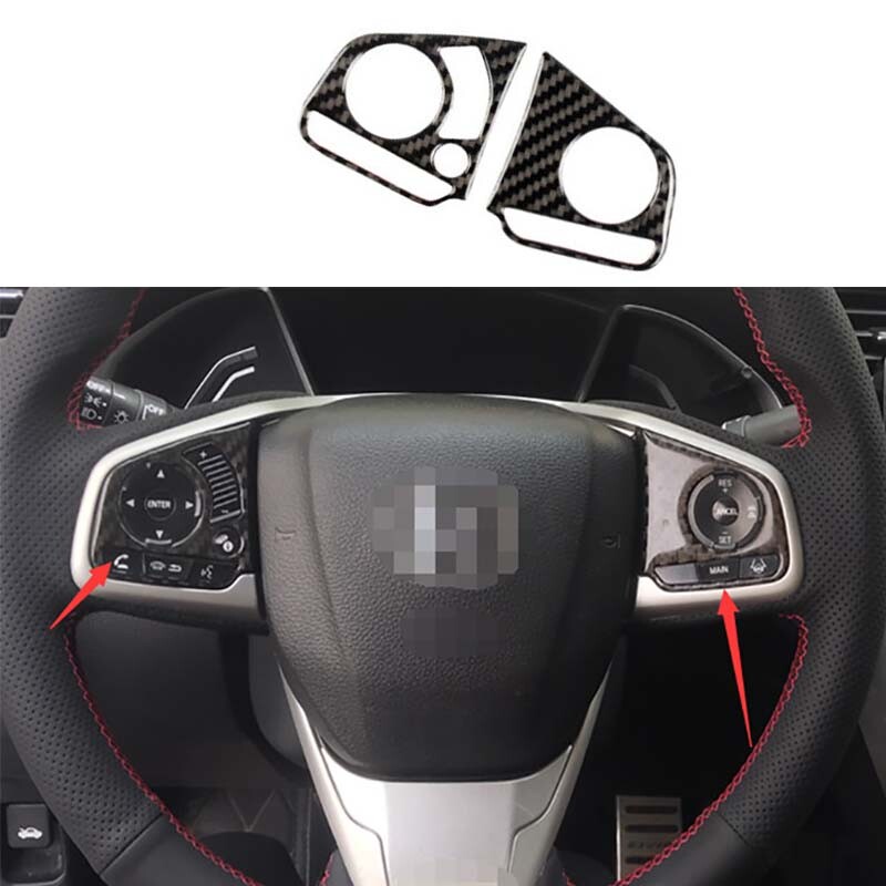 Real Carbon Fiber Steering Wheel Cover Trim for 2016-2021 Honda Civic