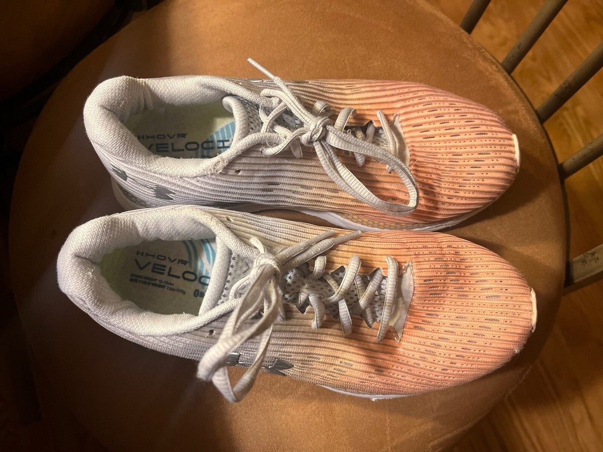 Under Armour Shoes Womens Hovr Velociti Running Sneakers Orange Gray Size 