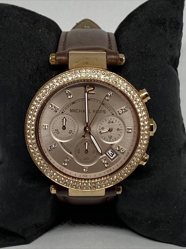 Michael Kors Parker MK5896 Women Brown Leather Analog Dial Quartz Watch WO716 - Picture 3 of 12