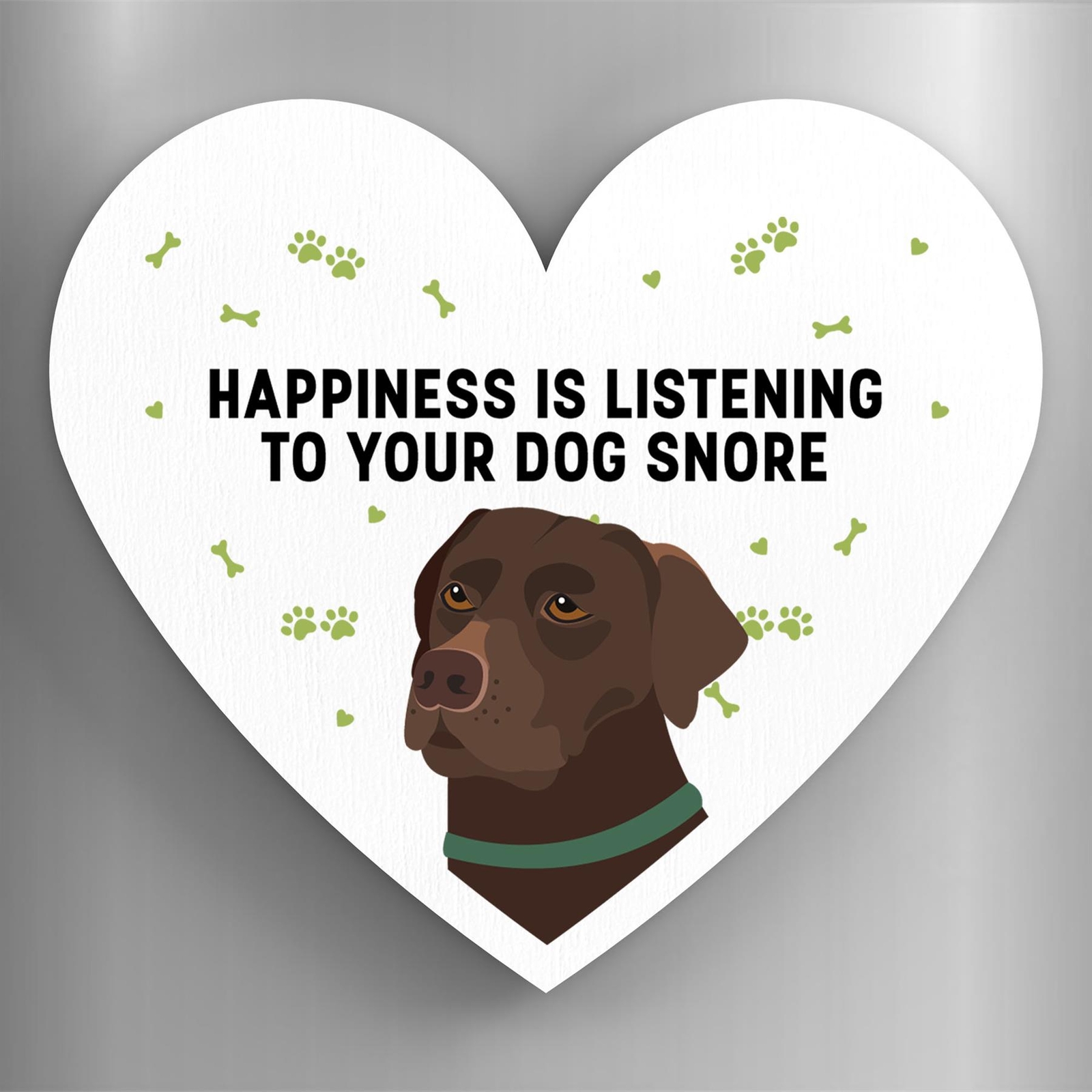 Chocolate Labrador  Happiness Is Your Dog Snoring Katie Pearson Heart Magnet