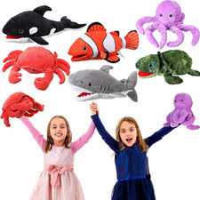 6 Pieces Animal Hand Puppets Kids Hand Puppets with Working Mouth Animal Toddler