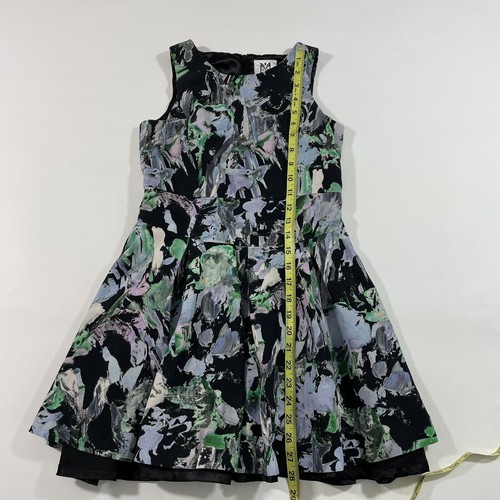 Milly Minis Painted Floral Party Dress Size 12 Girls Black Multi - Picture 5 of 6