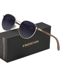 KINGSEVEN Wooden Pilot Sunglasses for Men Walnut Wooden Polarized Sun Glasses W