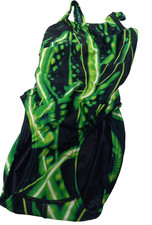 Speedo Girls Youth One Piece Swim Suit Sz 26 Black Green Shooting Star