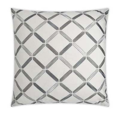 New. DV Kap Decorative Throw Pillow.  Granville. Silver And White. 24  Sq.