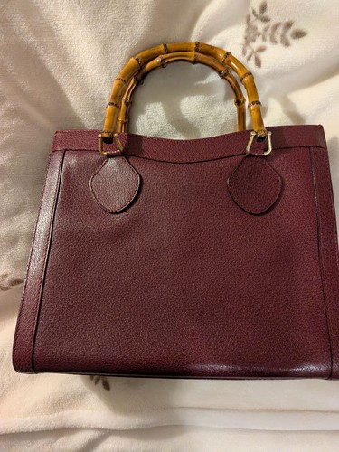 Gucci Bamboo Handbag Burgundy Leather Women's Pre-owned From Japan