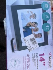 Aluratek ADMPF214FB 14" TFT LCD Digital Photo Frame 4GB USB Wall-Mountable Black