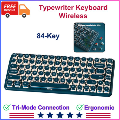 Typewriter Keyboard Wireless 2.4GHz/Bluetooth/USB-C Wired Mechanical Keyboard