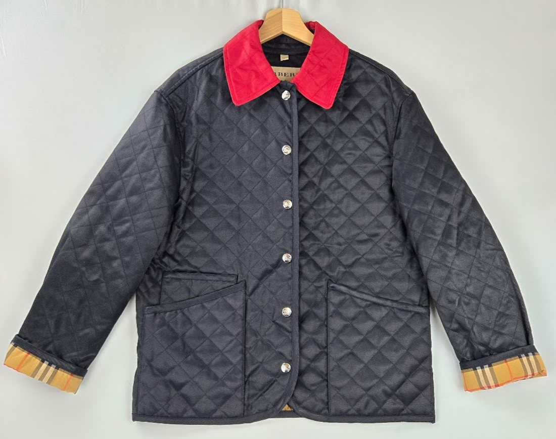 Burberry London Womens Bosworth Diamond Quilted Barn Coat in Black with Button Closure - $650