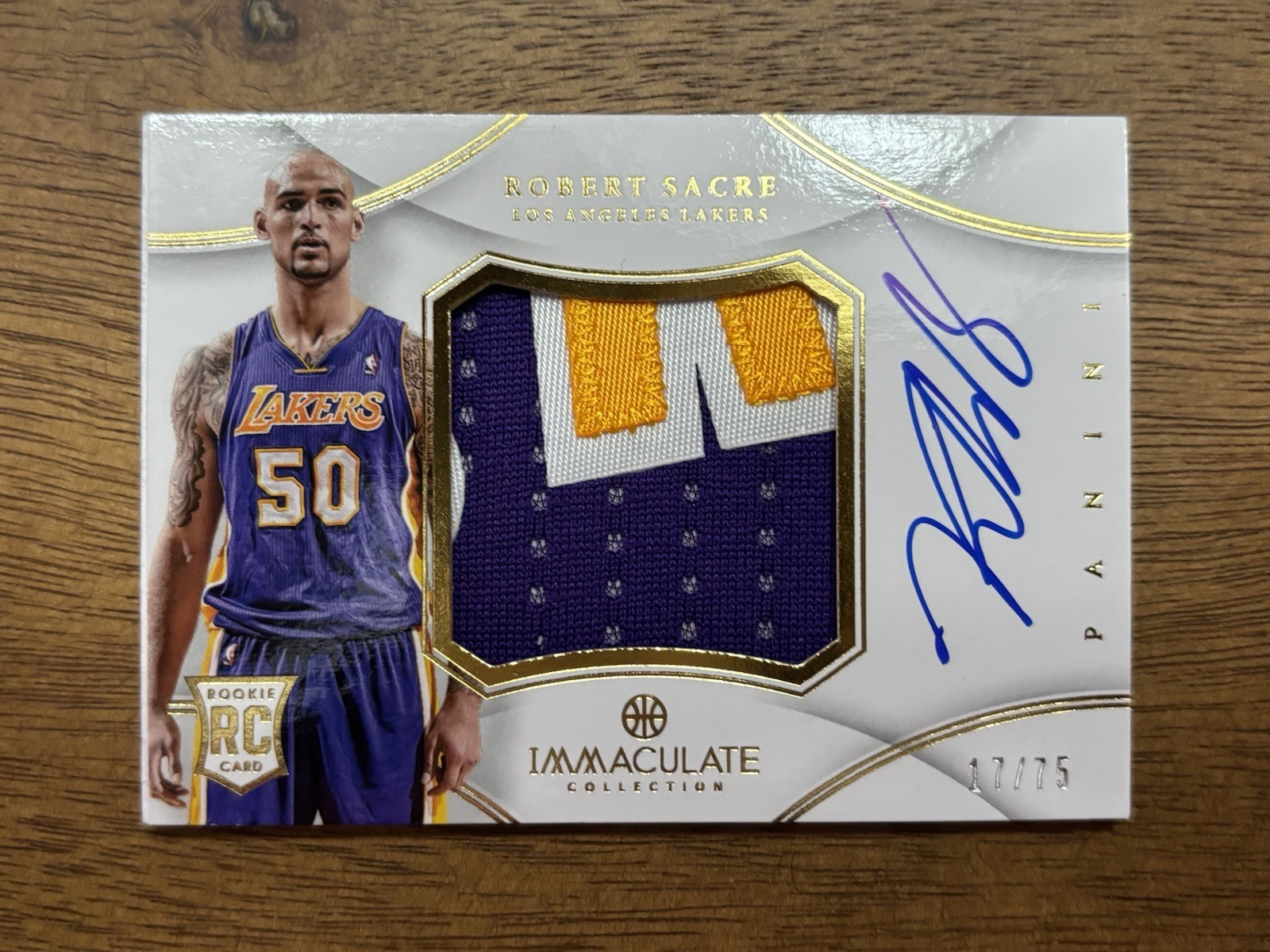 2012-13 Robert Sacre Immaculate Collection Premium Patch Auto /75 Lakers