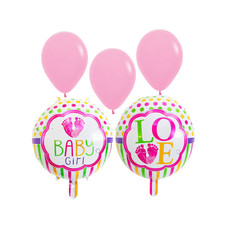 Baby Girl Balloons Baby Shower Party Decorations Pink Foil Latex 5 Piece Set