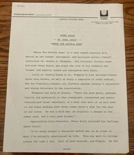 PETER BOYLE 1980 Universal Pictures "Where the Buffalo Roam" Press Release