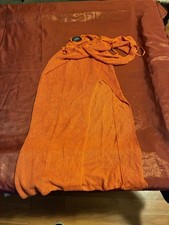 Cider Dress Womens S Orange Knit Maxi Halter Tie Slit Ribbed Bodycon Casual