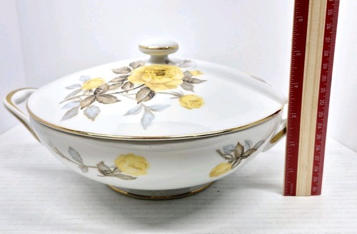 VTG Sango Cotillion Yellow Rose Covered Vegetable serving Dish / Bowl Gold Trim - Picture 14 of 16