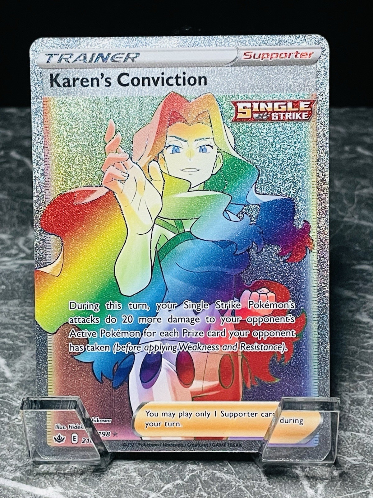 Karen's Conviction 216/198 Rainbow Secret Rare Chilling Reign Pokemon TCG Eng