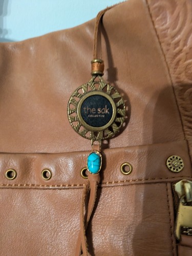 The Sak Collection Leather Tooled Western Hobo Bucket Shoulder Bag Ojai Camel - Bild 3 von 16