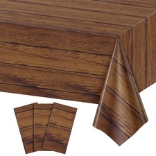3 Pack Wood Grain Plastic Tablecloth 54 X 108inch Rustic 3 Pack