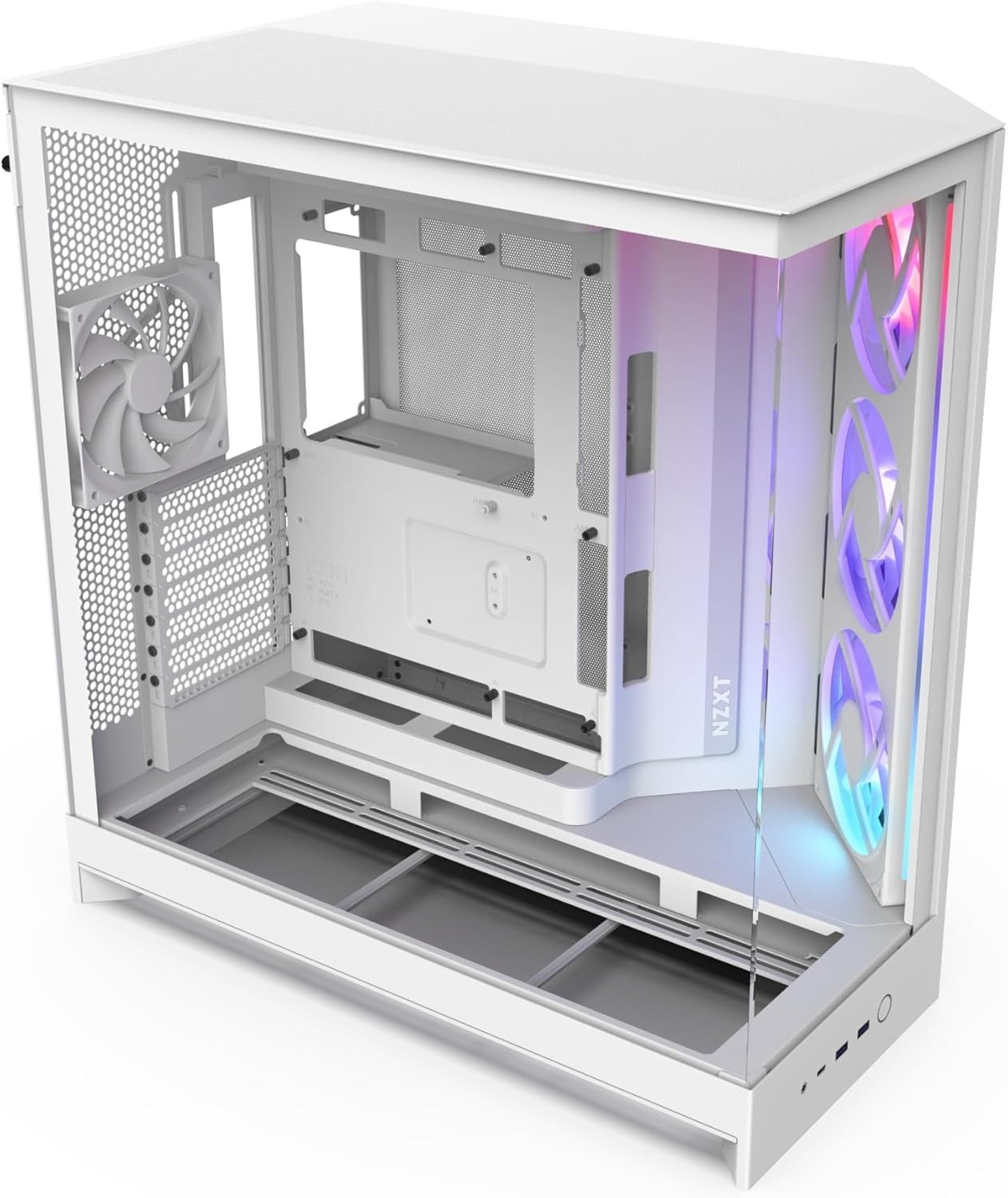 NZXT H9 Flow RGB (2025), Dual Chamber Mid Tower, White, 3x 140mm RGB Core, Rever - Image 3