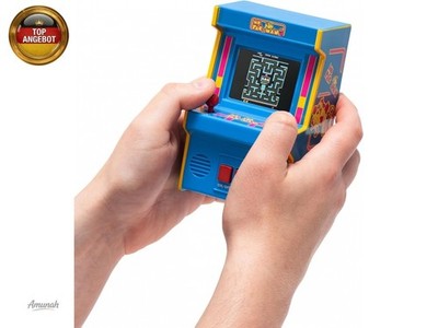 Basic Fun Mini Ms. Pac-Man   Retro-Handheld-Spiel mit Joystick, Farbdisplay und