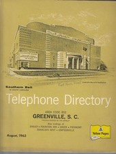 1963 GREENVILLE, South Carolina Telephone Directory, Book, Area Code 803, Yellow
