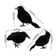 Halloween Black Crow Decoration, Fake Raven Bird Figurine, Spooky Haunted House