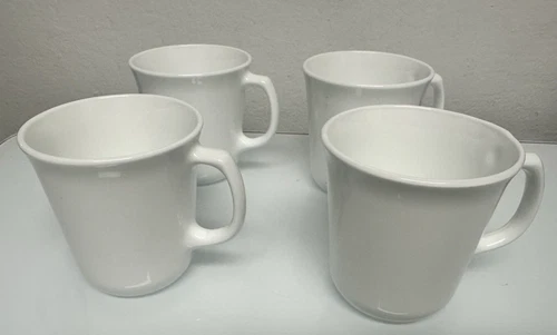 Set Of 4 Corning USA Vintage Winter Frost White Coffee Mugs/Tea Cups D Handle