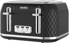 Breville VTT786 Curve Collection 4 Slice Toaster 2100W 9 Settings - Black Gloss