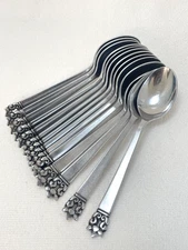 14 Stanley Roberts Stainless ROGET Spoons  Teaspoons Vintage