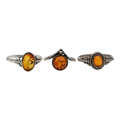 VINTAGE BALTIC AMBER BRACELET RING PENDANT JEWELRY LOT OF 5 STERLING SILVER