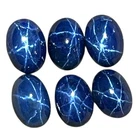 6 Pcs Natural Star Blue Sapphire 6x4mm Oval Cabochon Royal Loose Gemstones Lot