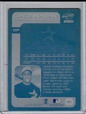1/1 LANCE BERKMAN 2001 PACIFIC #181 PRINTING PRESS PLATE HOUSTON ASTROS 1 OF 1