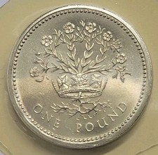 1991 The Royal Mint Flax And Royal Diadem Uncirculated UK One Pound £1 Coin