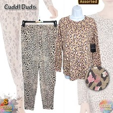 Cuddl Duds Womens S Sweater-Knit Long-Sleeve Jogger Pajama Set Assorted, Leopard