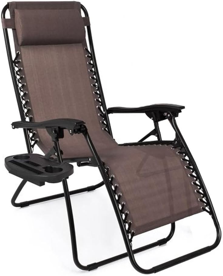 Outdoor Reclining Chair Zero Gravity Chair Patio Pool Lounge Chair Camping Chair