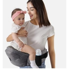 Gabesy Baby Hip Seat Carrier Gray Ergonomic Waist Stool  Harness 2pc Set 33lb