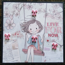 Handmade Scrapbook Junk Journal Folio Album 6.5"x6.25" LIVE FOR NOW Theme