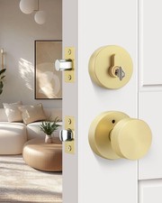 Goldenwarm Gold Door Knob w/ Deadbolt, Zinc-Alloy Heavy Duty Privacy Lock Keys