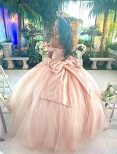 pink quinceanera dresses with back bow