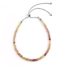 AA+ Pulsera Bolo Ajustable Cuentas Zafiro Amarillo Natural en Joyería de Plata 925