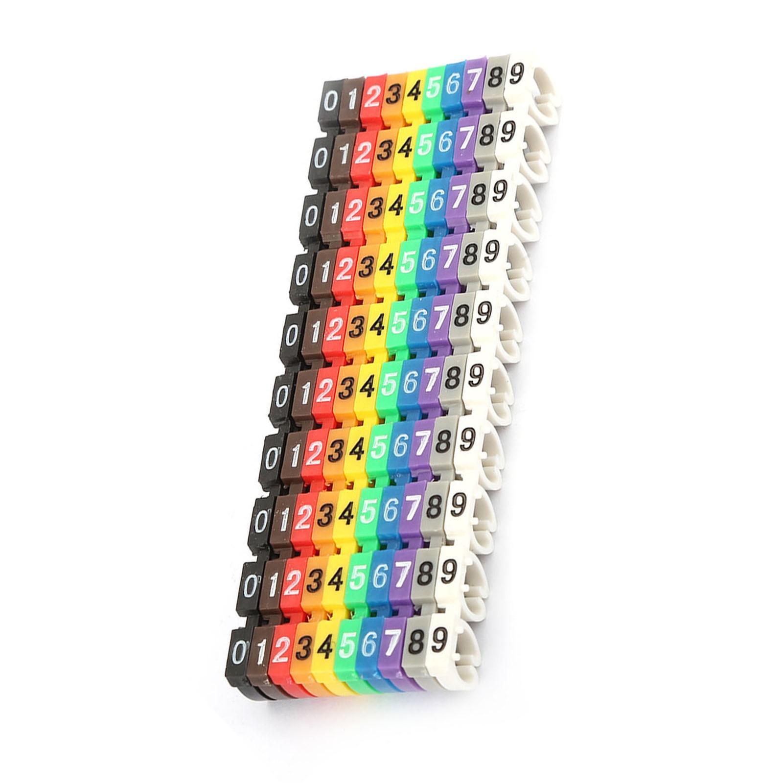 (100Pcs 6mm²)Wire Numbering Marker Plastic Wire Cable Marker Clip-On Design☜