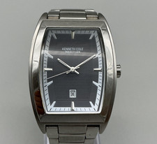 Kenneth Cole Reaction Mens Watch 35mm Black Dial Date KC3679 New Battery 7"