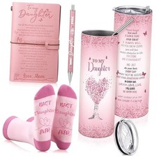 4 Pcs Gifts Set Leather Journal Stainless Steel Tumbler Pen to My Daughter