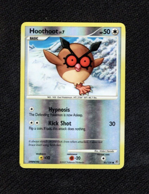 Pokemon TCG: Hoothoot 85/130 (2007) Diamond & Pearl • Reverse Holo Card