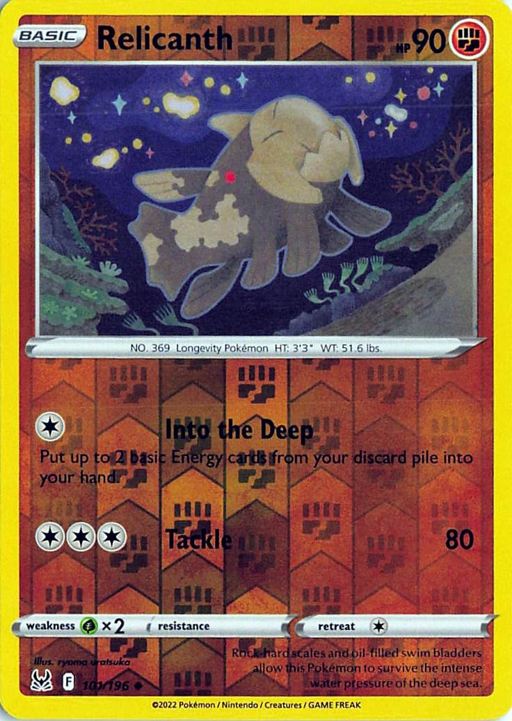 Relicanth 101/196 Uncommon Lost Origin Pokemon Reverse Holo Near Mint