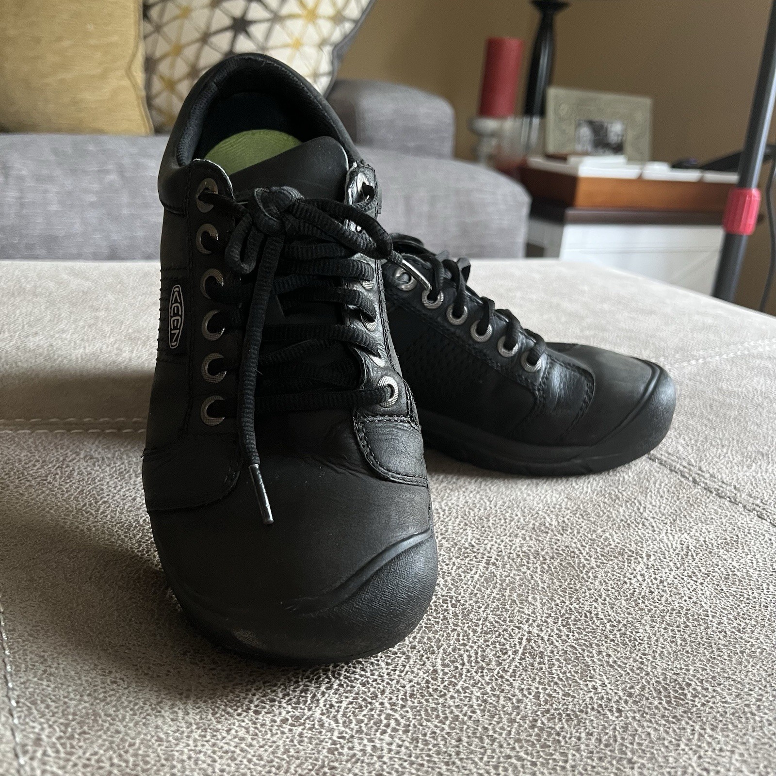 KEEN scarpe sneakers stringate donna in pelle nero grigio misura 7 GWSB