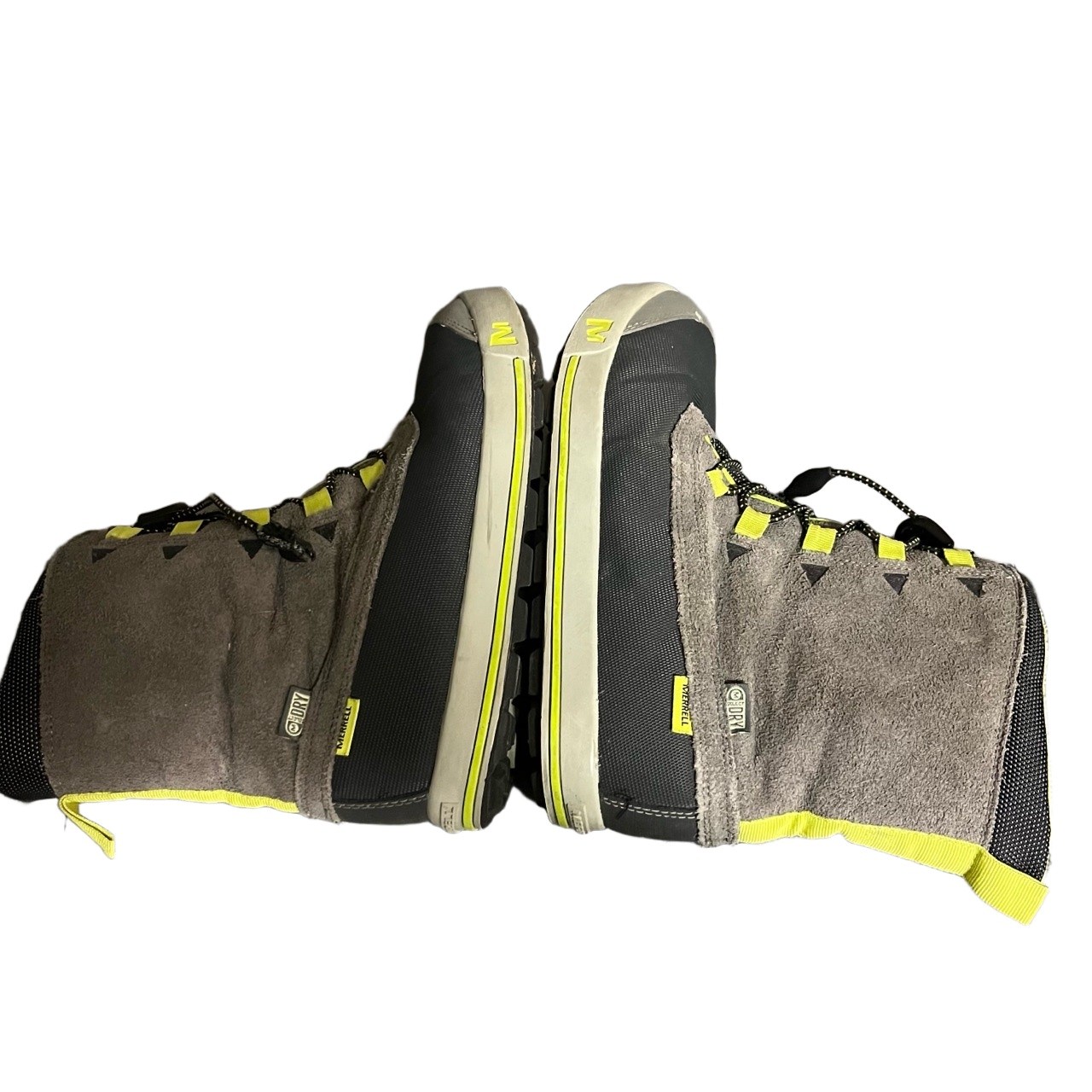 Stivali impermeabili Merrell Snow Bank grigio giallo lime 200G isolati stringati US 3M