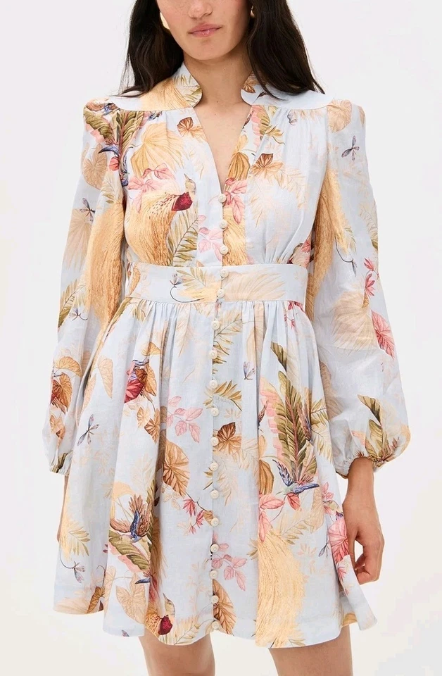 NUEVO Mini Vestido Zimmermann Ascension Plunge Etiqueta Talla 2 (US6) $688 Foto 2 de 4