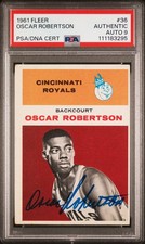 1961 FLEER #36 OSCAR ROBERTSON ROOKIE RC PSA AUTHENTIC DNA AUTO 9