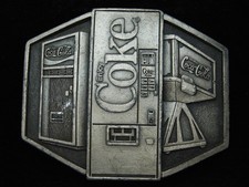RA09172 VINTAGE 1980s ENJOY COKE SODA FOUNTAIN ADVERTISEMENT BELT BUCKLE