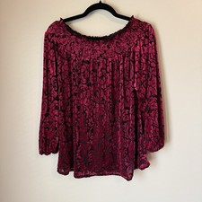 Cato Womens Velvet Burnout Top Size L Black Sheer Vamp Whimsigoth Fairy Y2K